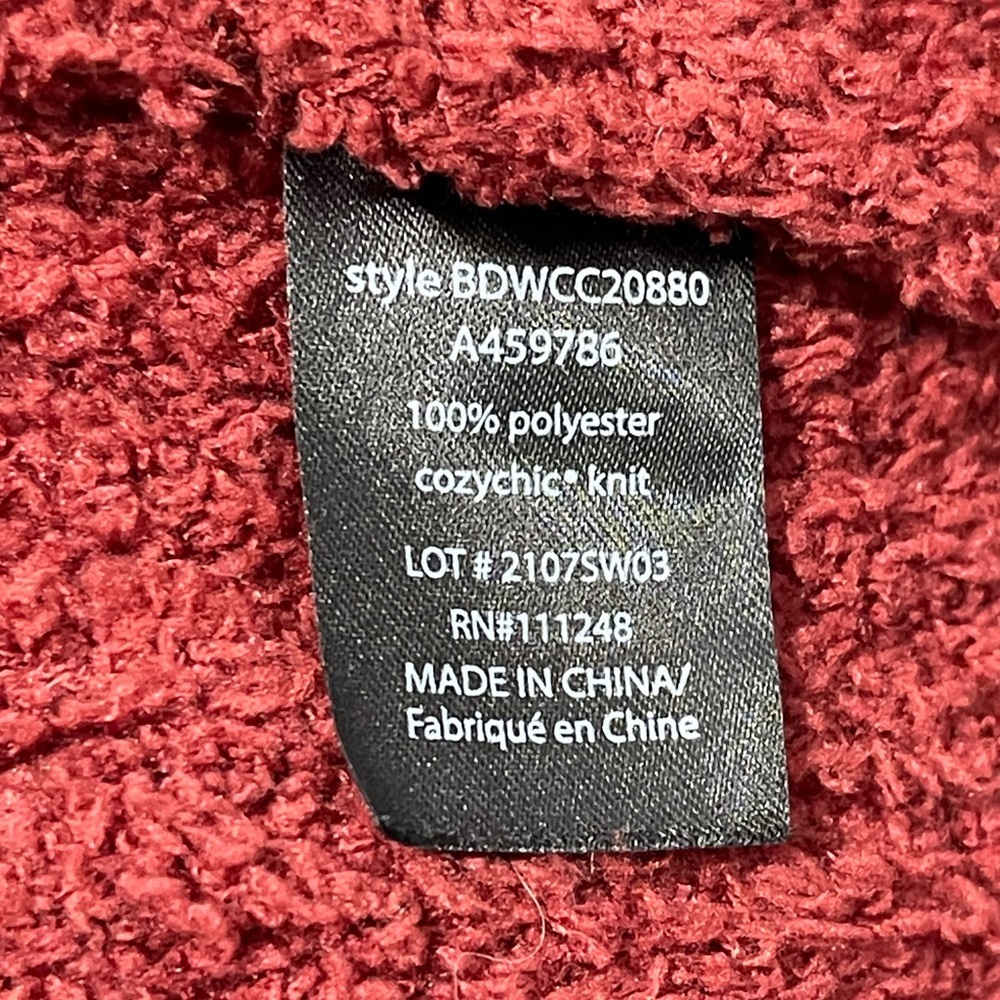 Barefoot Dreams Crimson Red CozyChic Cable Knit Open Front Cardigan Size Small - Picture 5 of 6